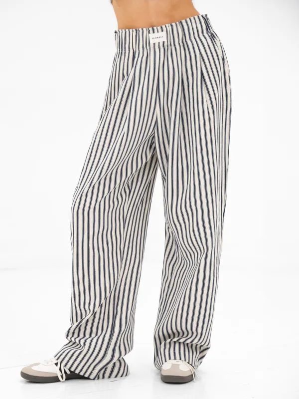 Lou Stripe Trousers - Dark Navy made by Blakely
