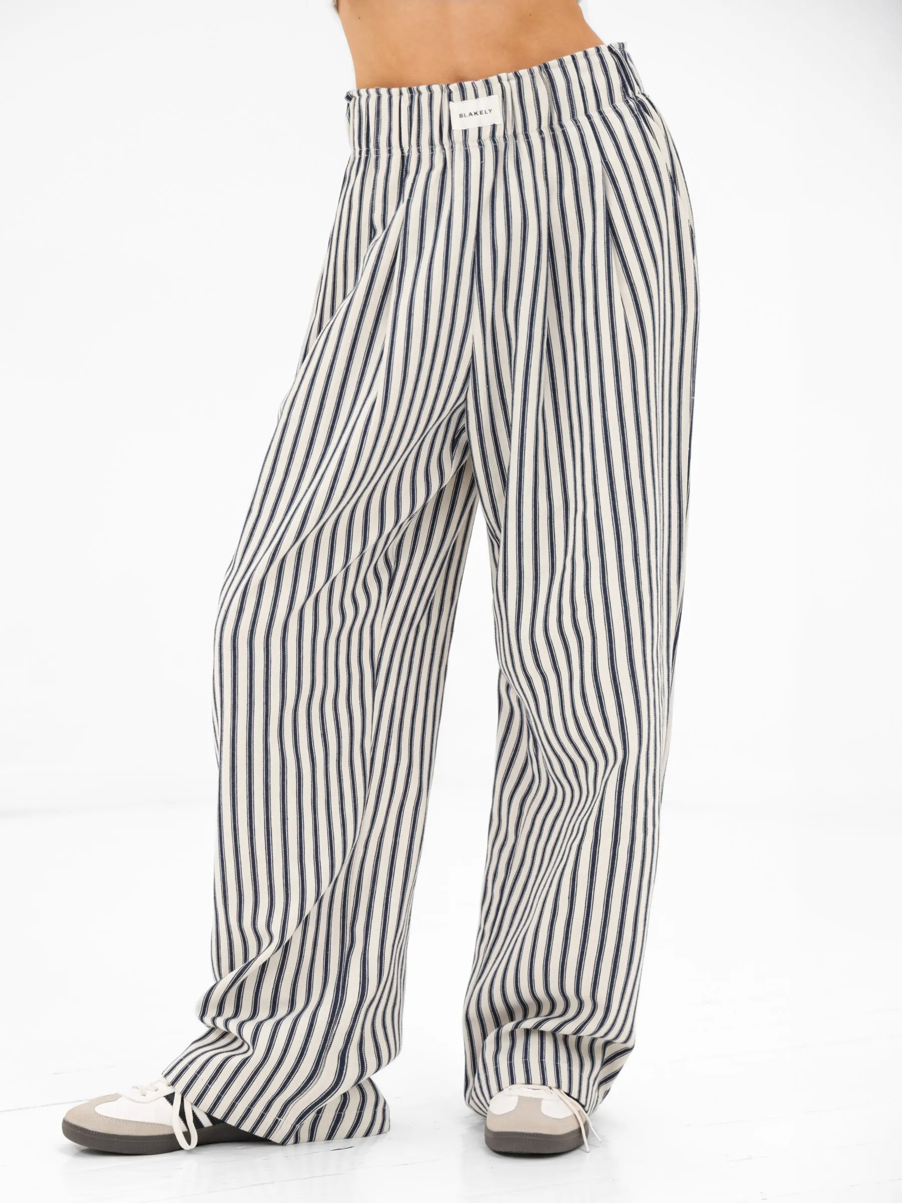 Lou Stripe Trousers - Dark Navy sold by Blakely