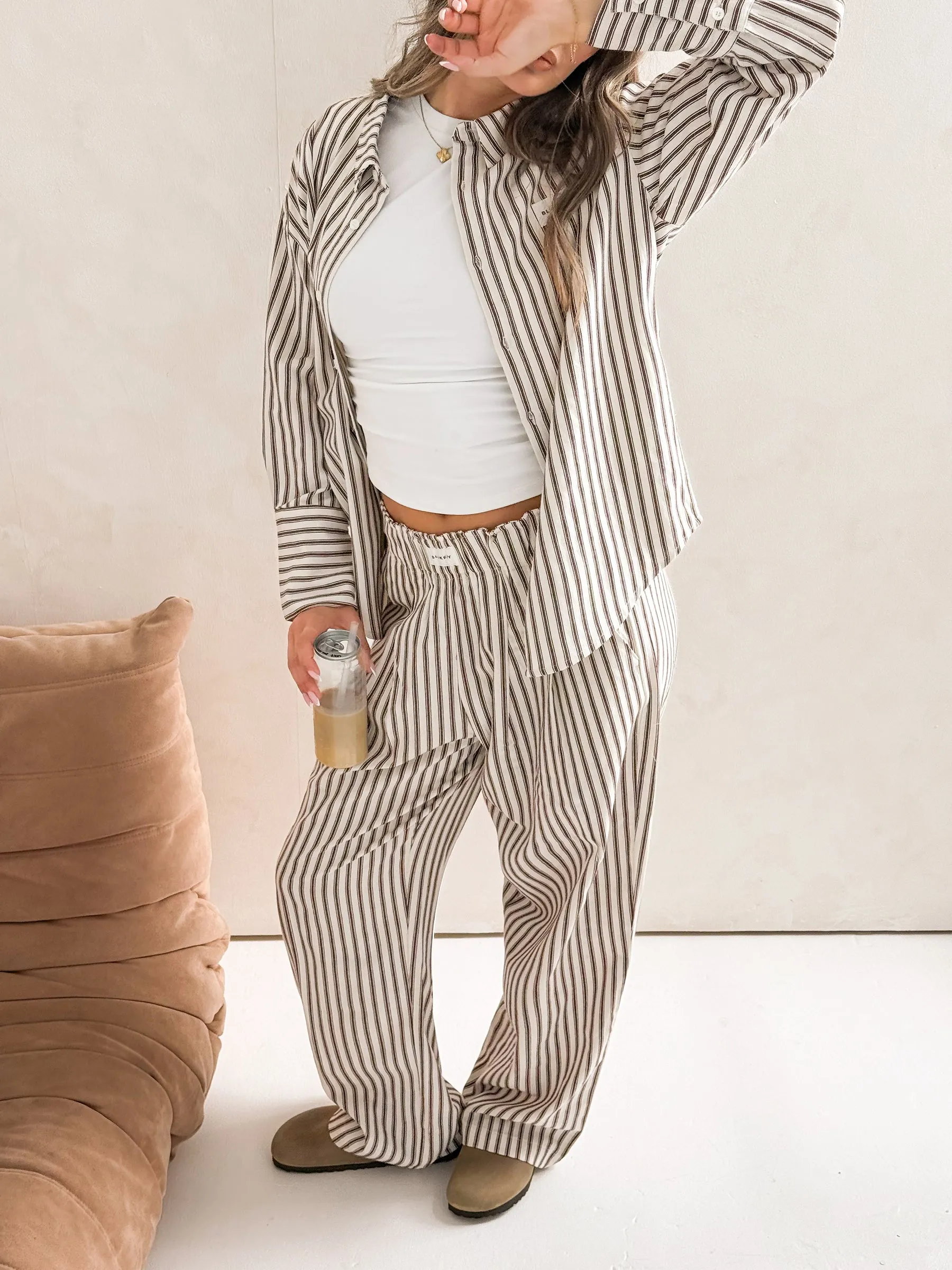 Lou Oversized Stripe Shirt - Chestnut Brown sold by Blakely product image thumbnail 3