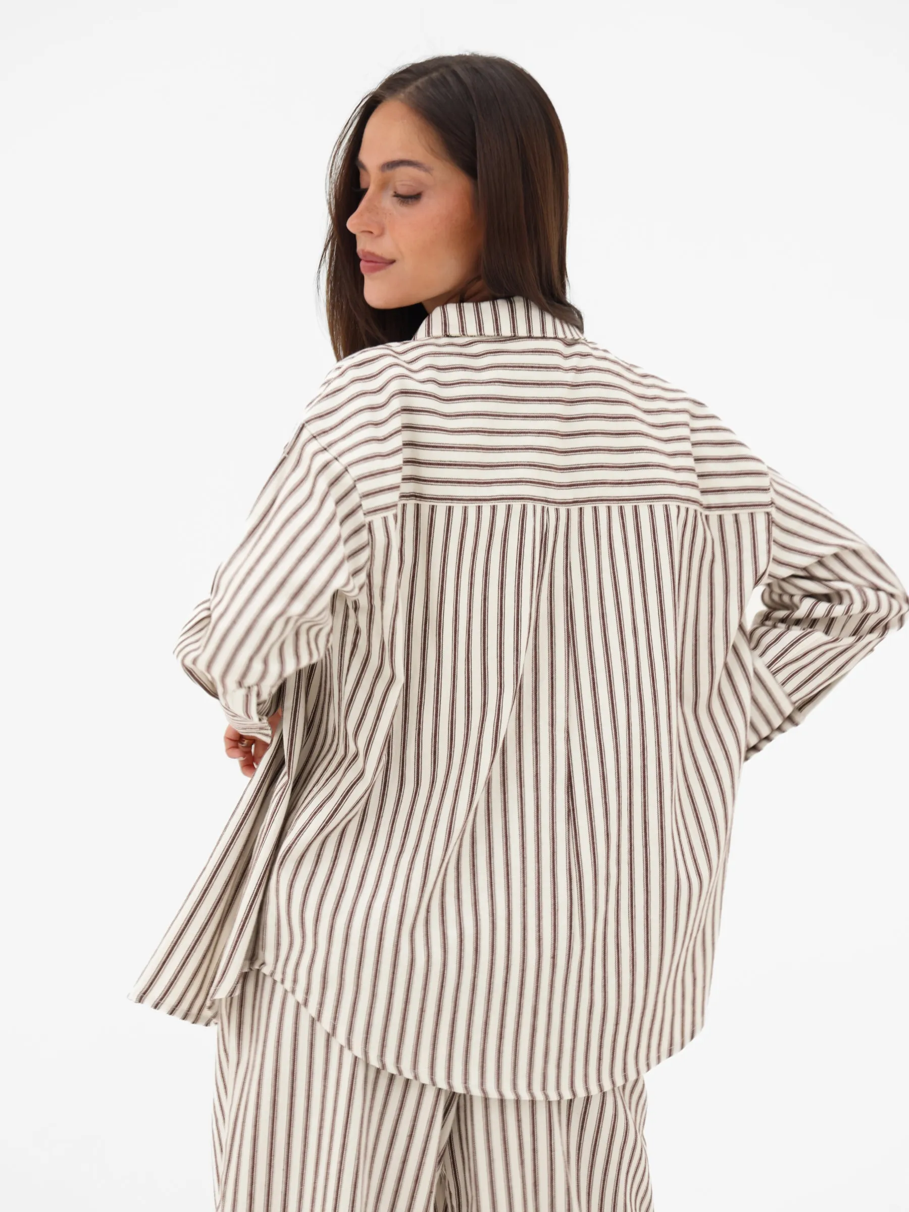 Lou Oversized Stripe Shirt - Chestnut Brown sold by Blakely product image thumbnail 2