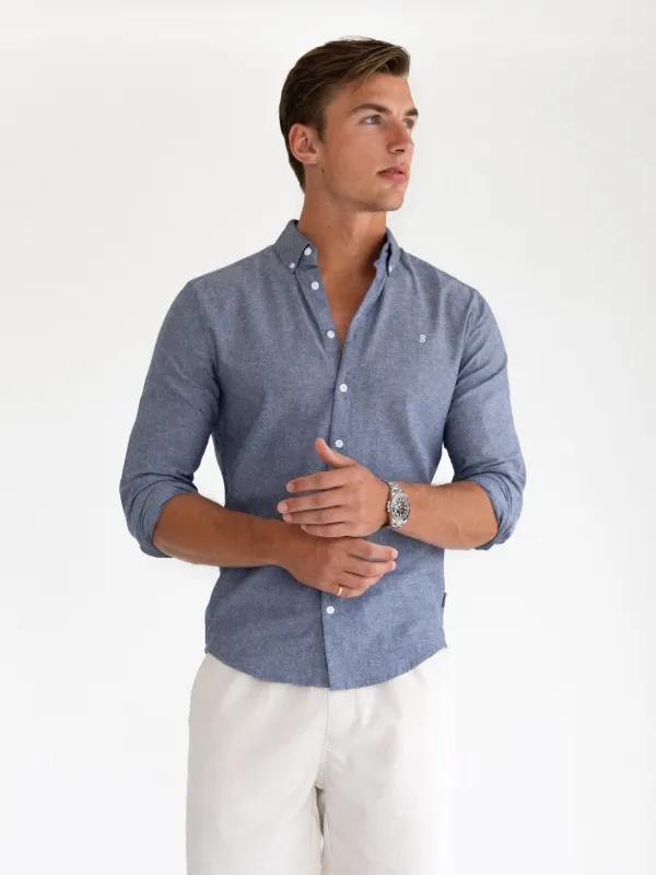 Rowan Long Sleeve Cotton Shirt - Washed Navy made by Blakely