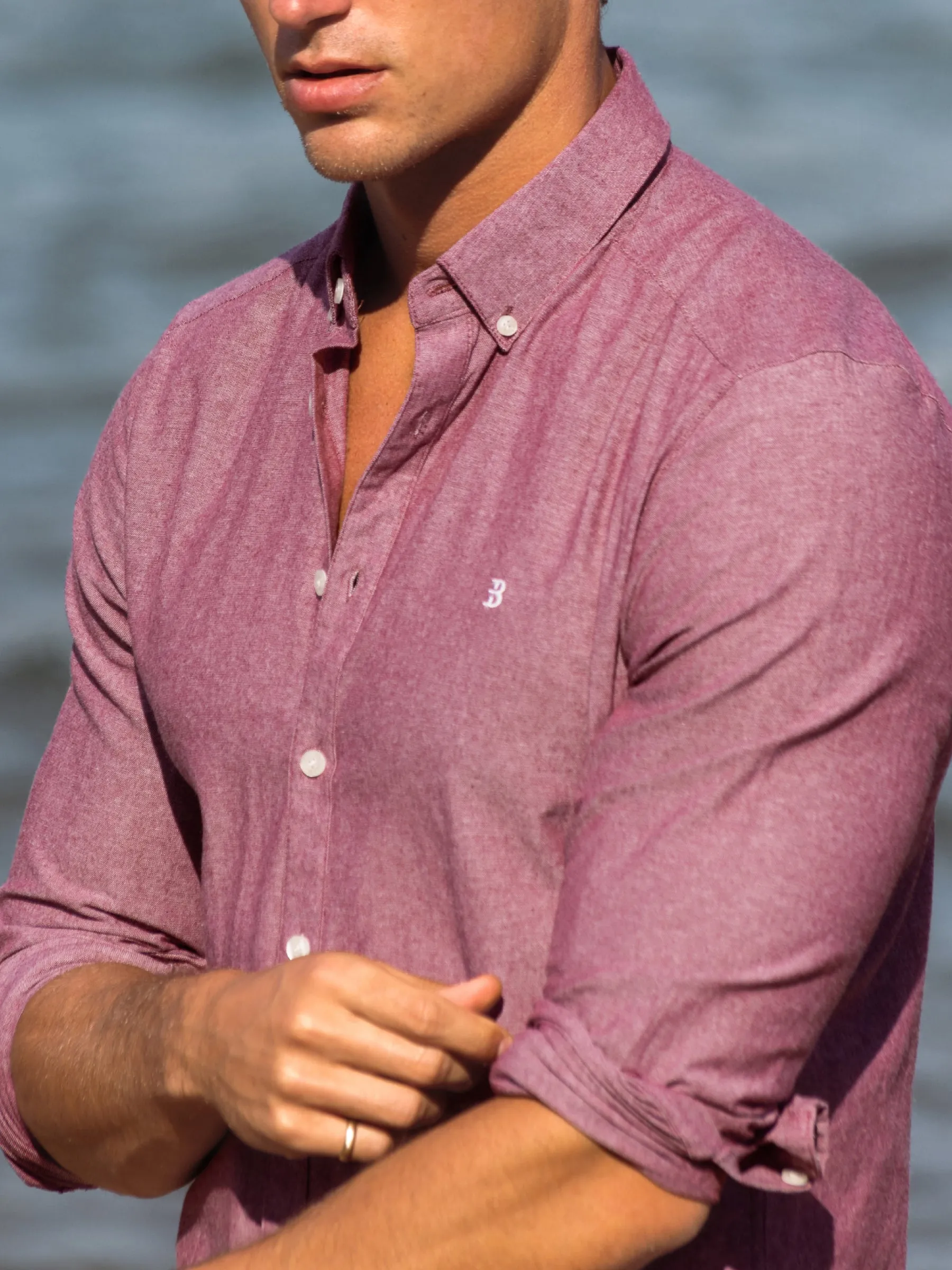 Rowan Long Sleeve Cotton Shirt - Dark Pink sold by Blakely product image thumbnail 2