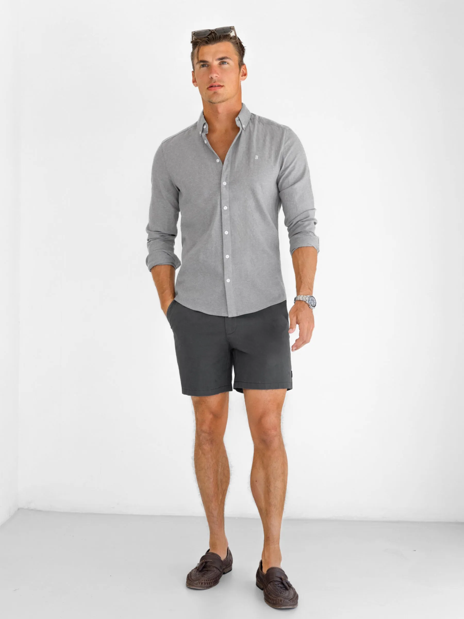 Rowan Long Sleeve Cotton Shirt - Grey sold by Blakely product image thumbnail 4