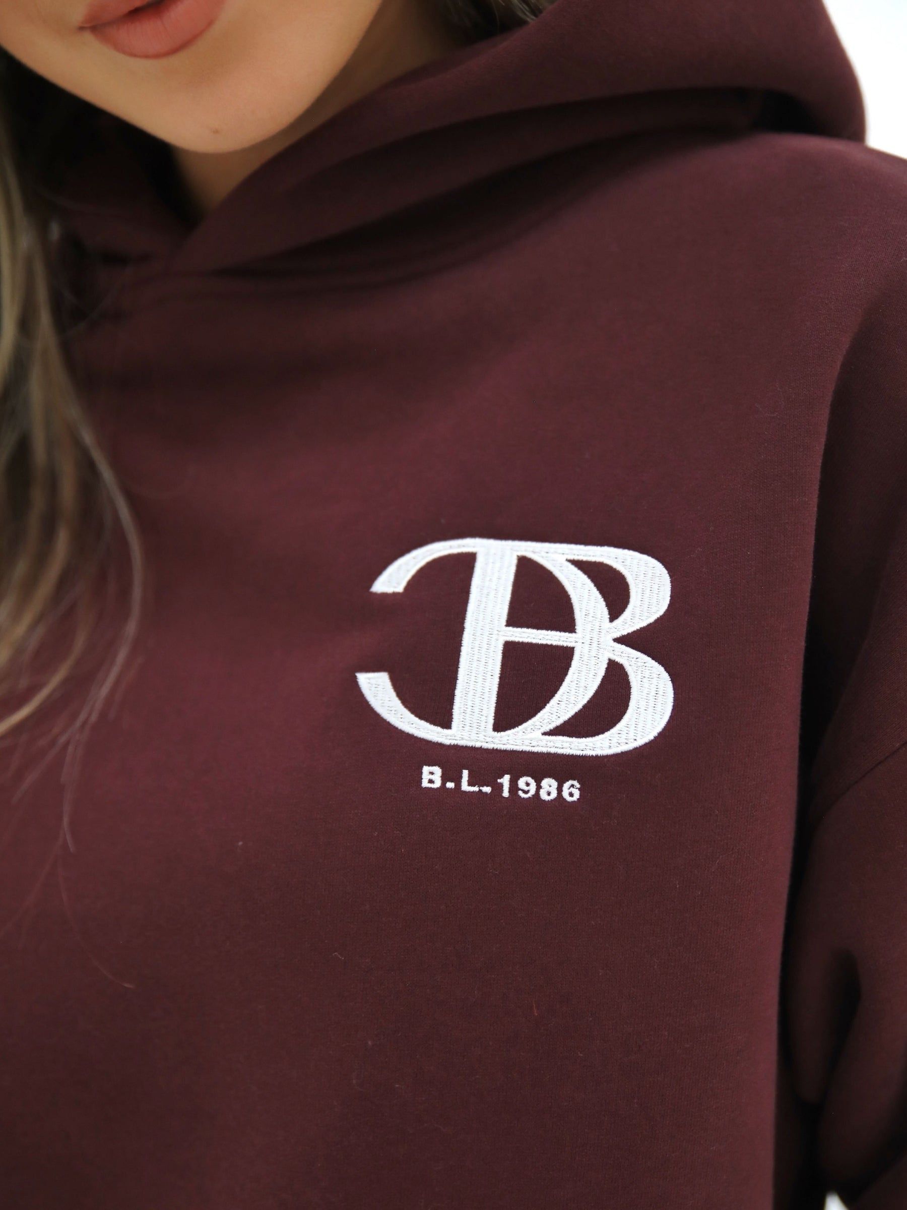 Initial Womens Relaxed Hoodie - Dark Burgundy sold by Blakely product image thumbnail 5
