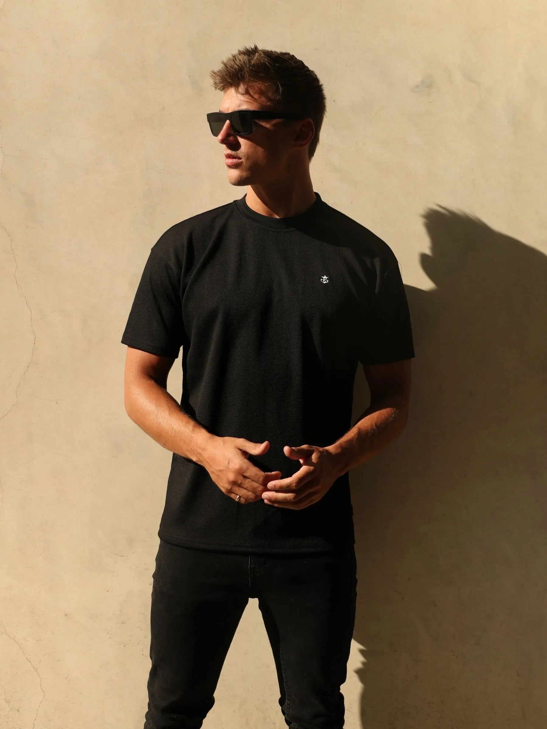 Ceuta Textured Relaxed T-Shirt - Black sold by Blakely product image thumbnail 5