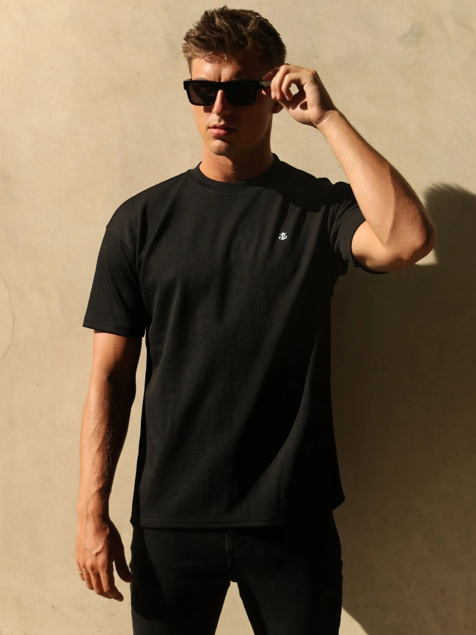 Ceuta Textured Relaxed T-Shirt - Black sold by Blakely