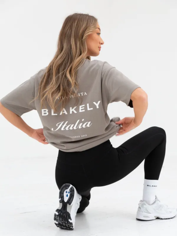 Italia Oversized T-Shirt - Stone Grey sold by Blakely