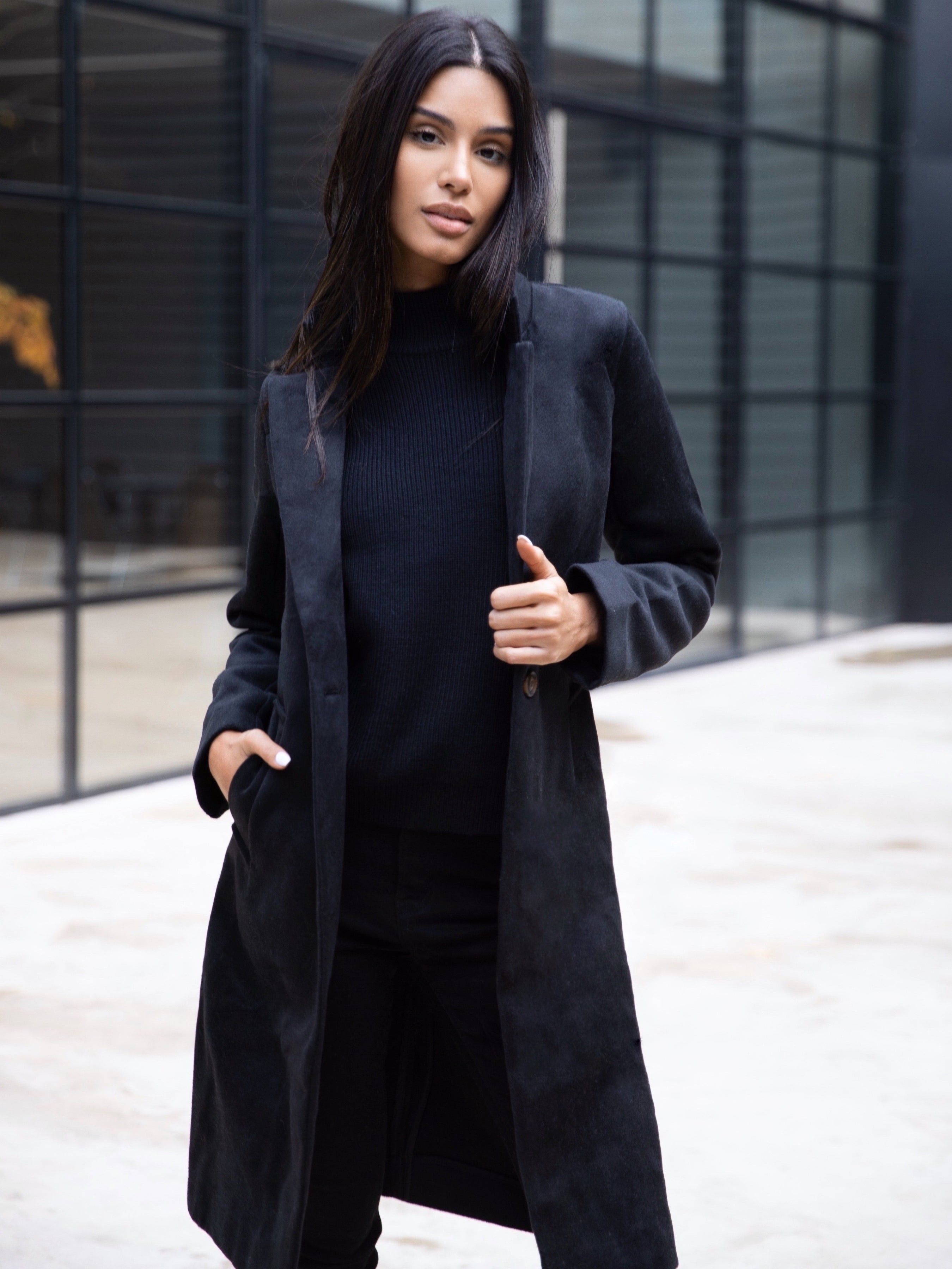 Mabel Tailored Longline Coat - Black sold by Blakely