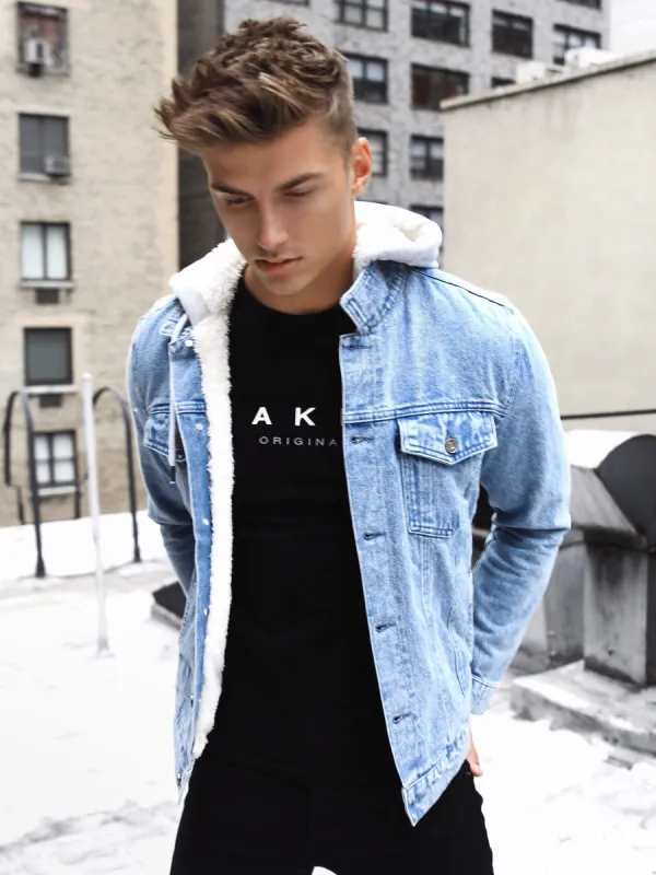 Camden Hooded Denim Jacket - Light Blue sold by Blakely