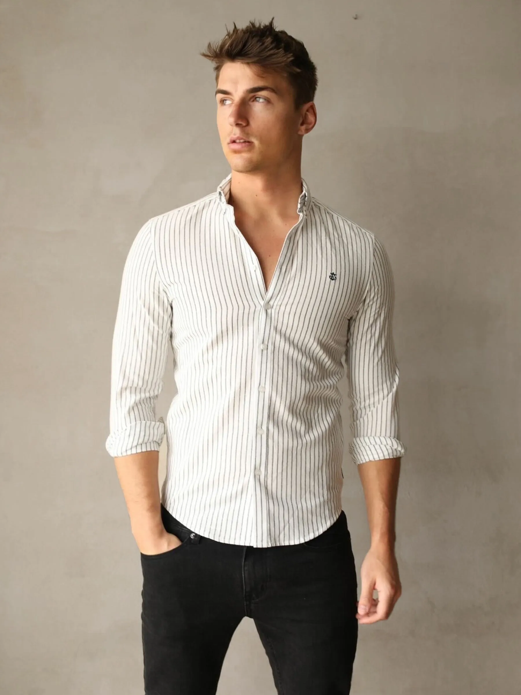 Modena Stripe Shirt - White sold by Blakely