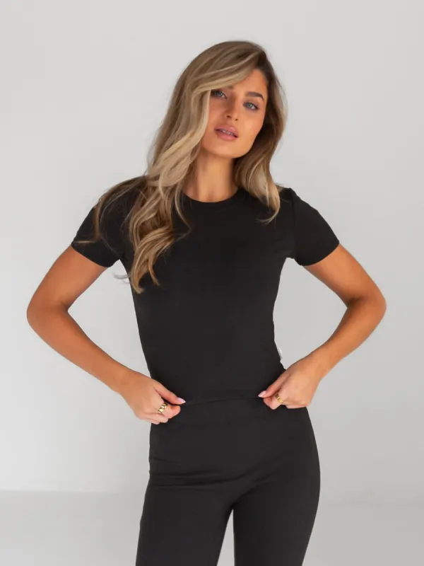 Alessia Cropped T-Shirt - Black sold by Blakely