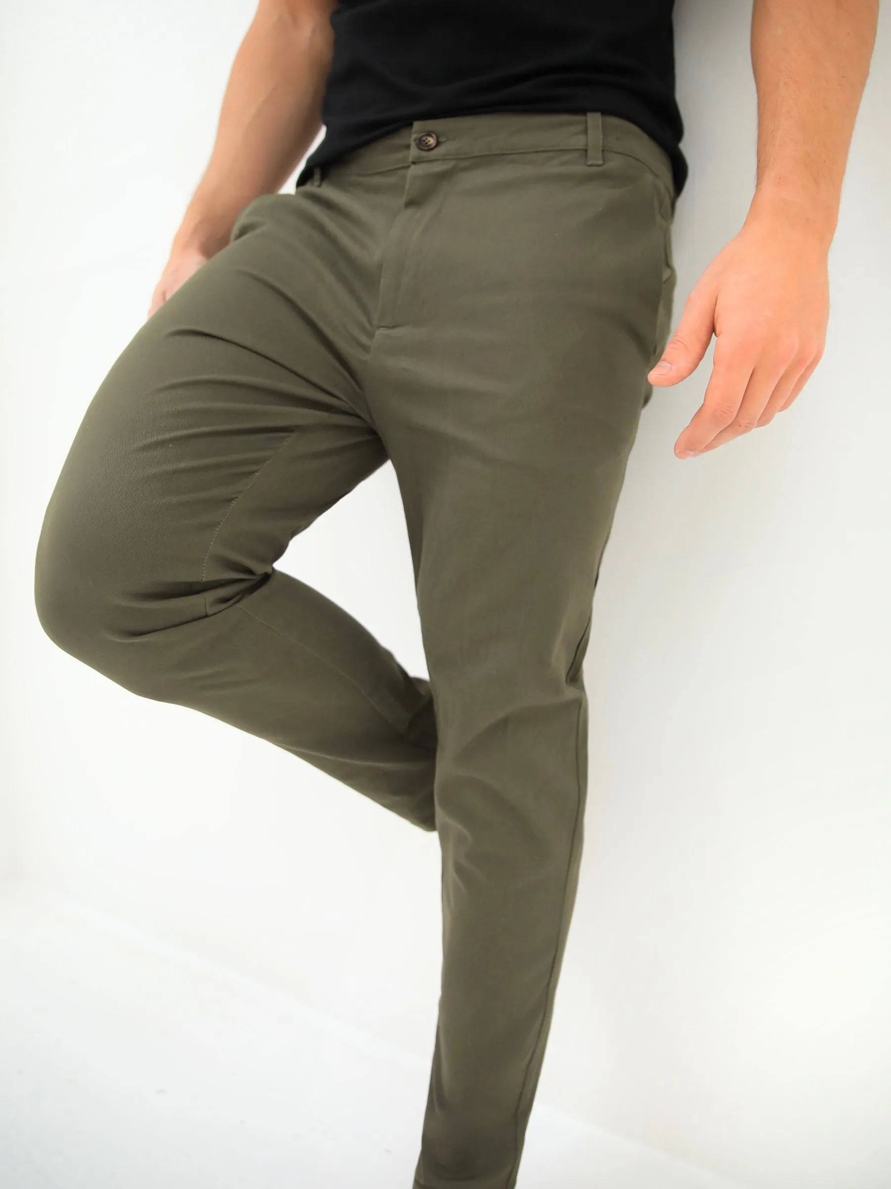 Kingsley Slim Fit Tailored Chinos - Khaki sold by Blakely product image thumbnail 3