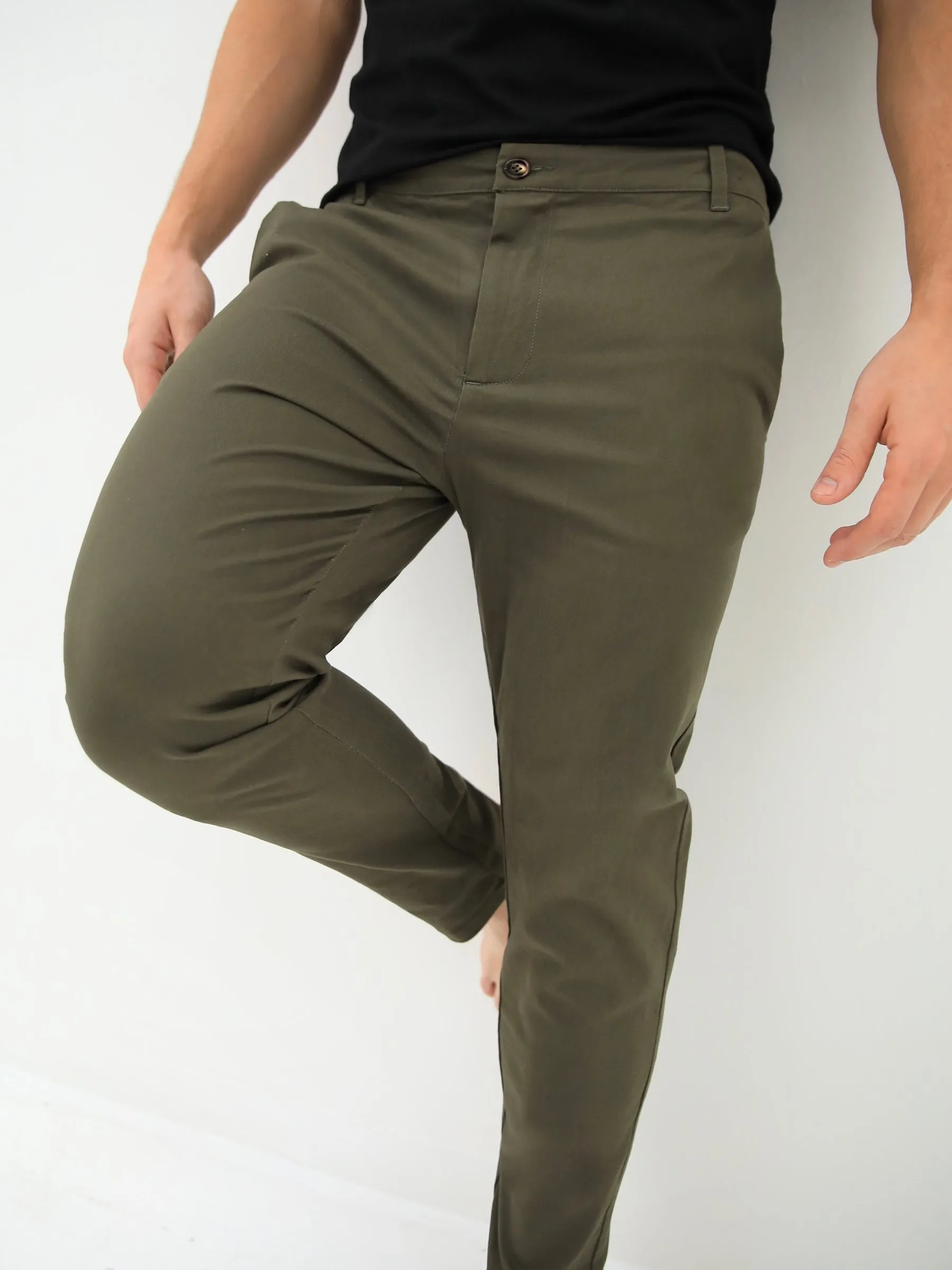 Kingsley Slim Fit Tailored Chinos - Khaki sold by Blakely