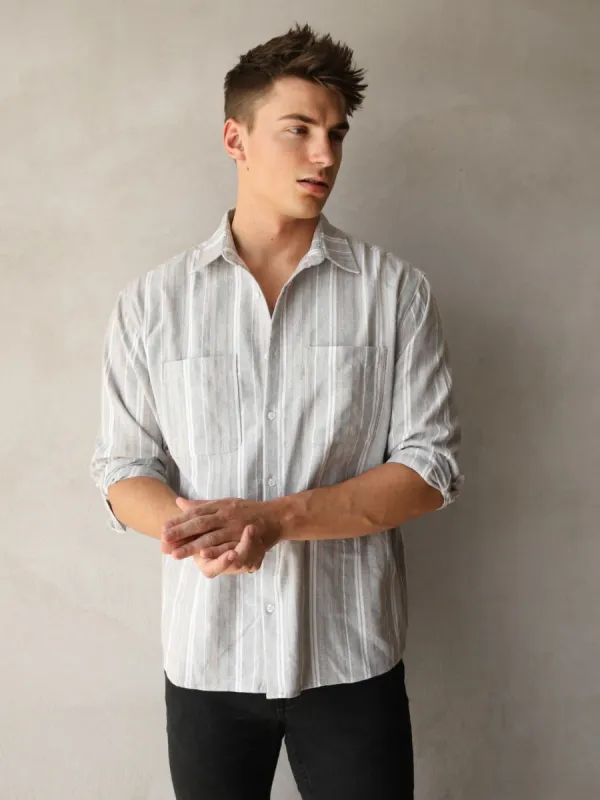 Rialto Stripe Shirt - Taupe sold by Blakely