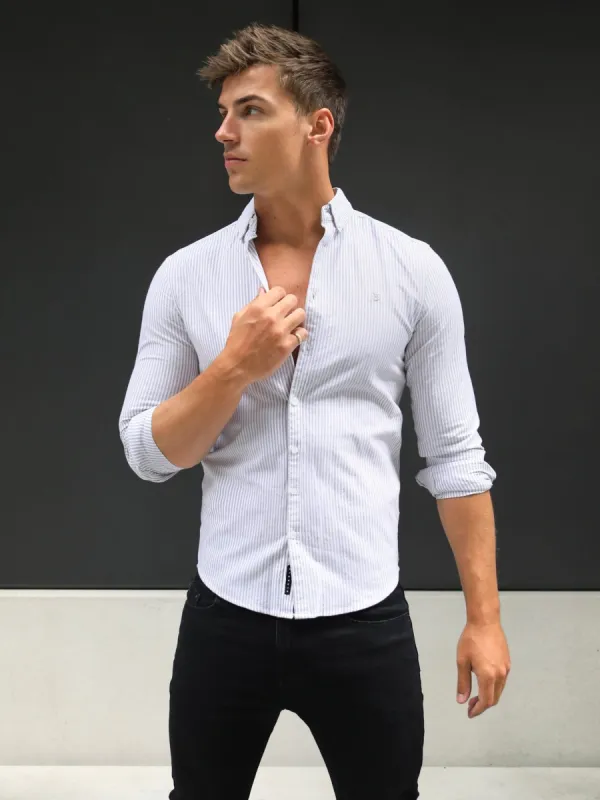 Portofino Pinstripe Shirt - Tan sold by Blakely