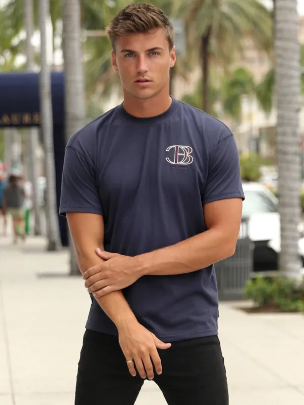 Initial Relaxed T-Shirt - Dark Navy sold by Blakely