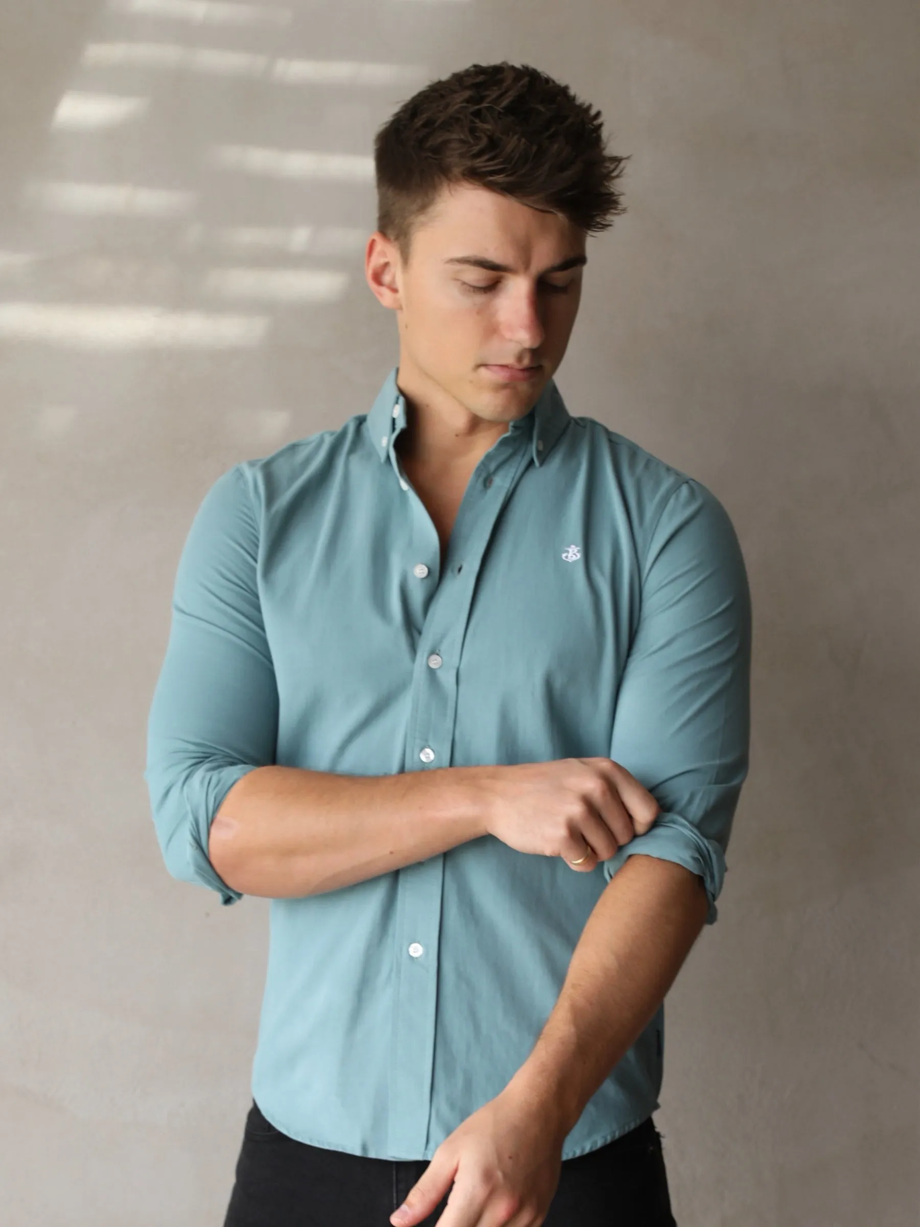 Carson Slim Fit Shirt - Sea Green sold by Blakely product image thumbnail 2
