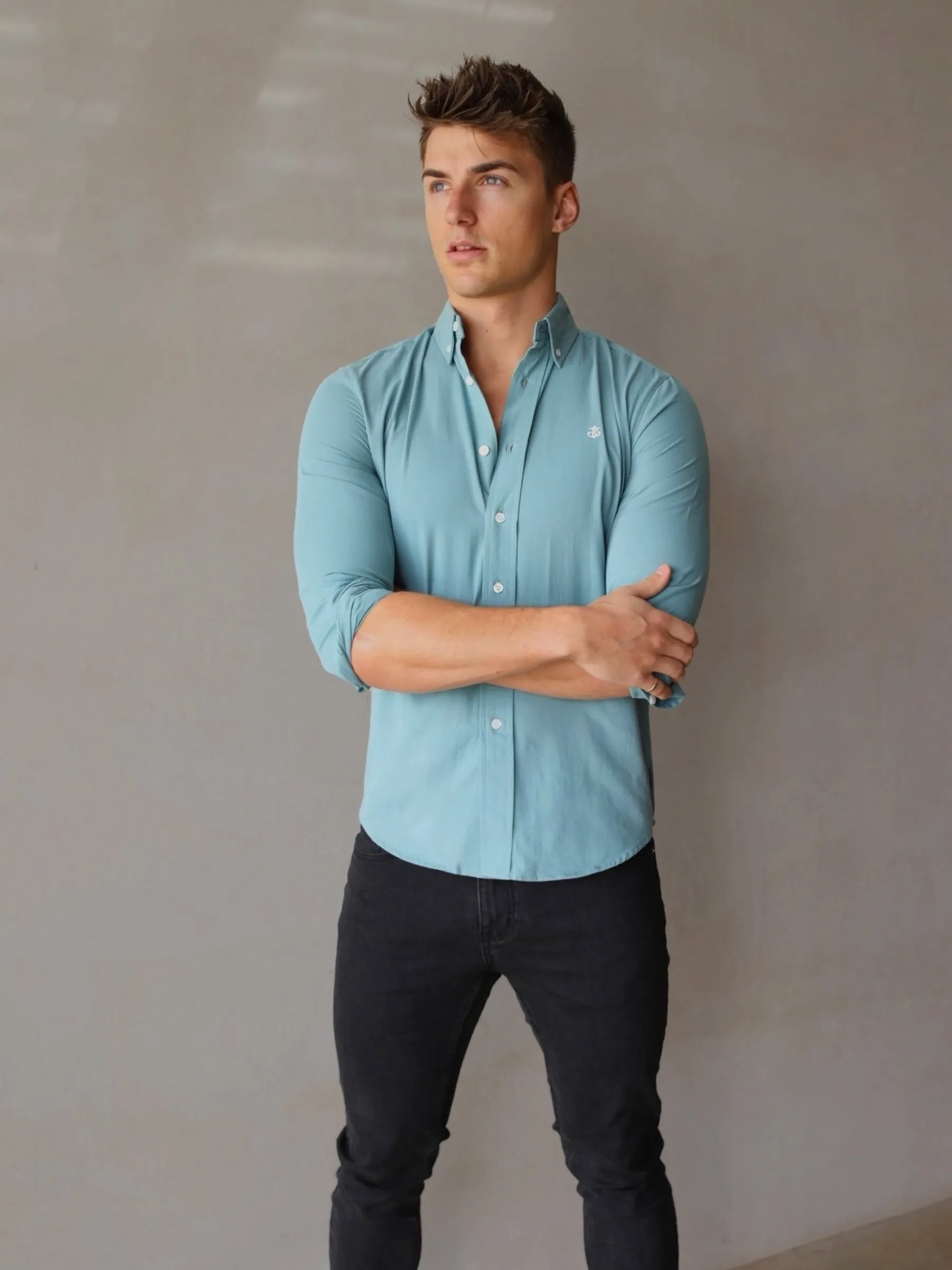 Carson Slim Fit Shirt - Sea Green sold by Blakely product image thumbnail 4