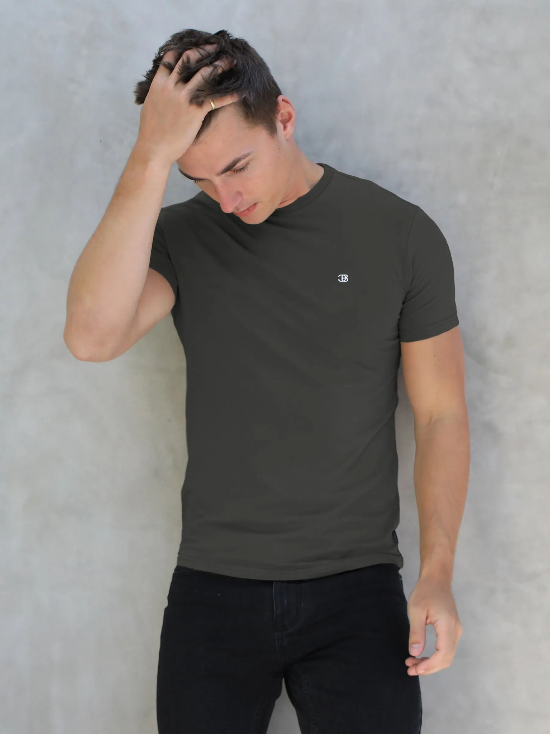 Initial Crew T-Shirt - Charcoal sold by Blakely