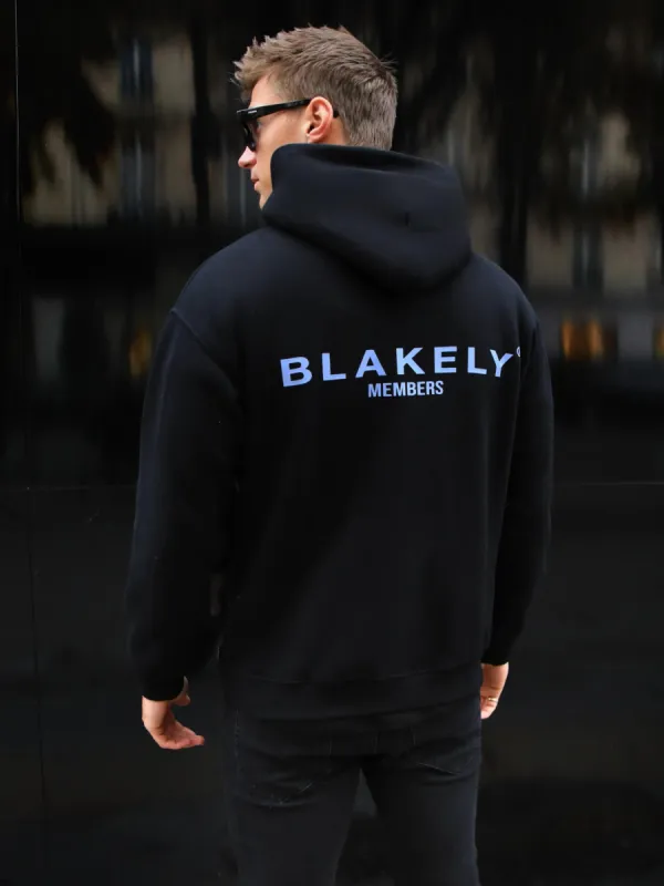 Members Relaxed Hoodie - Black & Blue sold by Blakely