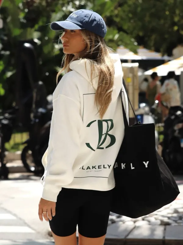 Riviera Initial Oversized Hoodie - Ivory sold by Blakely