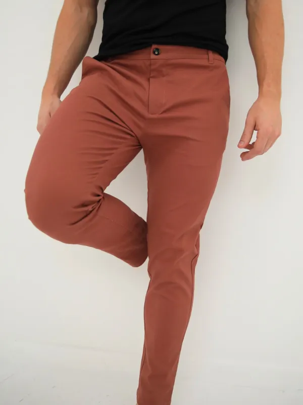 Sloane Stretch Fit Chinos - Brick Red sold by Blakely