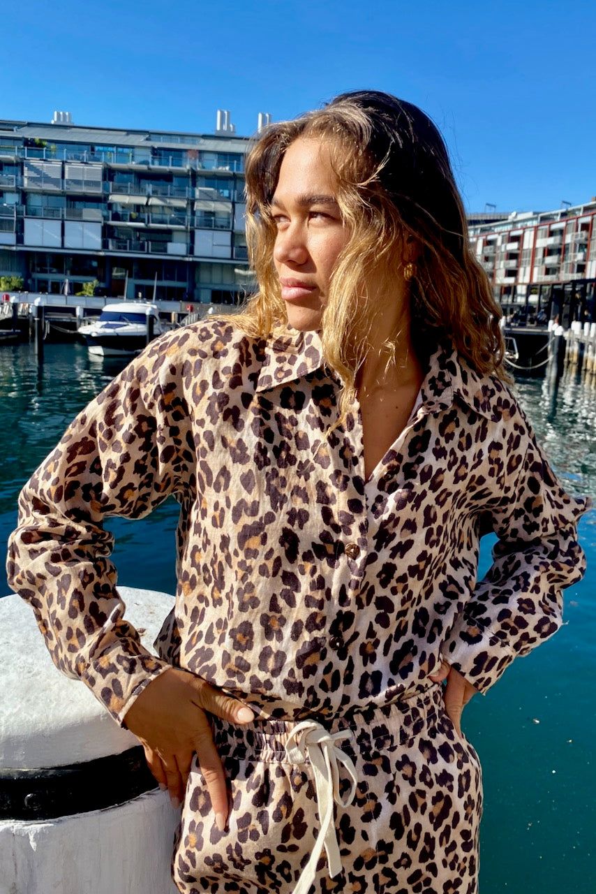 LEOPARD LINEN OVERSIZED SHIRT sold by South of the Border product image thumbnail 2