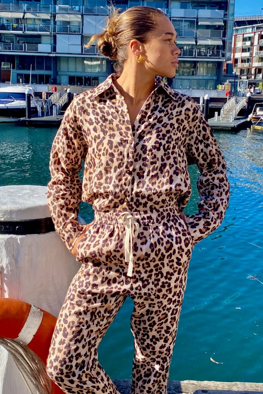 LEOPARD LINEN OVERSIZED SHIRT sold by South of the Border product image thumbnail 5