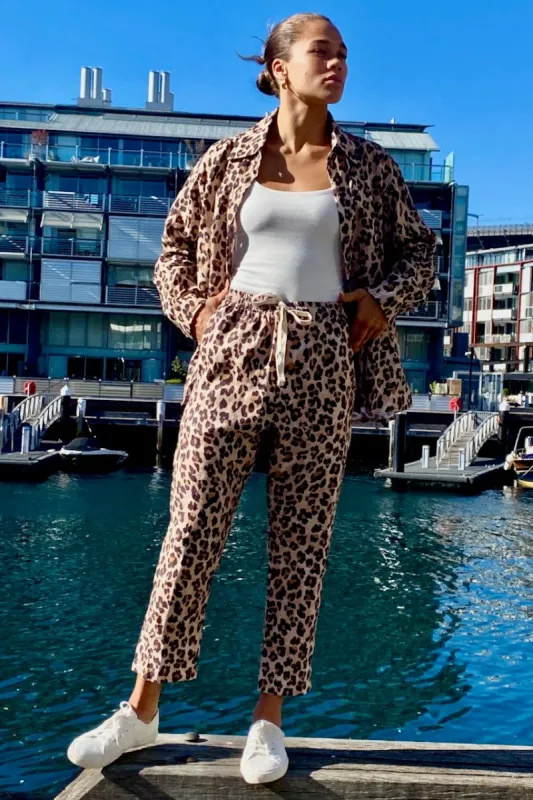 NEW LEOPARD LINEN JOGGER sold by South of the Border