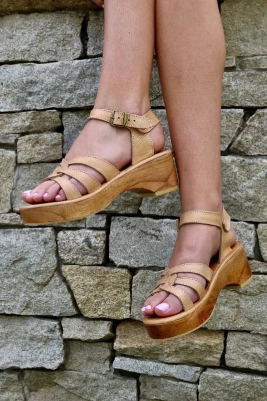 SAGE LOW PLATFORM SANDAL- NATURAL sold by South of the Border