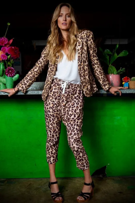 LEOPARD LINEN BOY PANT sold by South of the Border