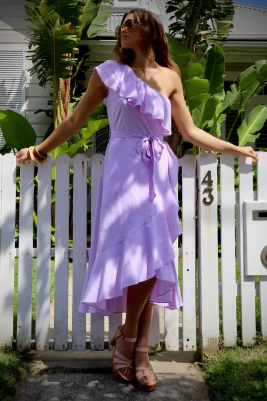 AMALFI DRESS - LILAC LINEN sold by South of the Border