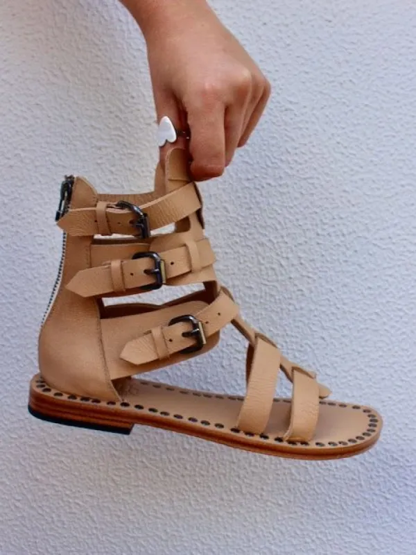 STUDDED GLADIATOR : NATURAL sold by South of the Border
