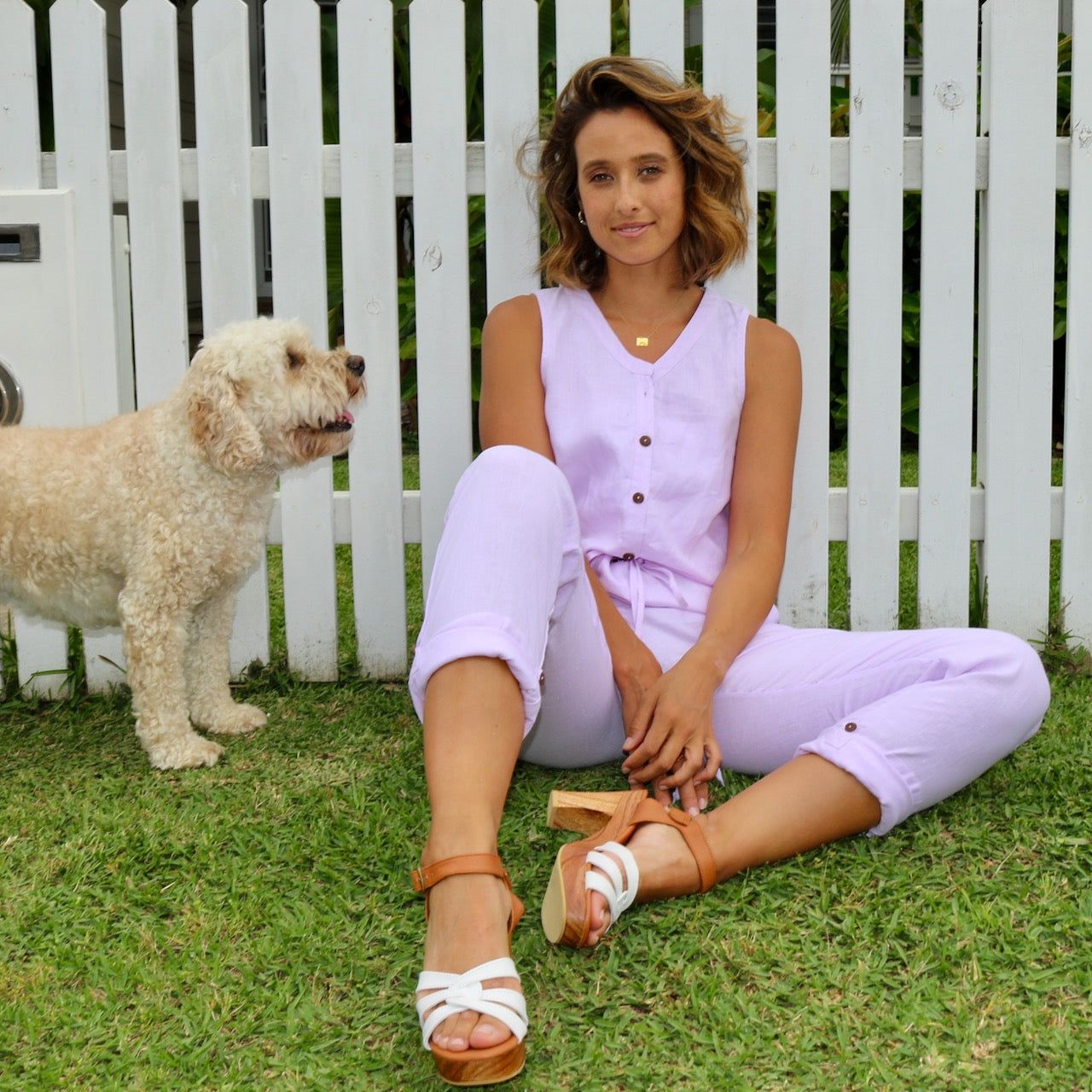 REBEKAH WASHED LINEN JUMPSUIT - LILAC sold by South of the Border product image thumbnail 2
