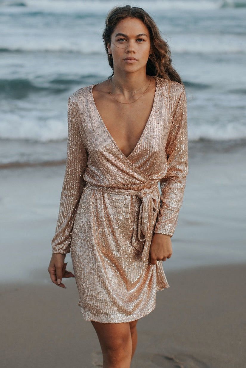BENTLEY SEQUIN DRESS : ORIGINAL ROSE GOLD sold by South of the Border