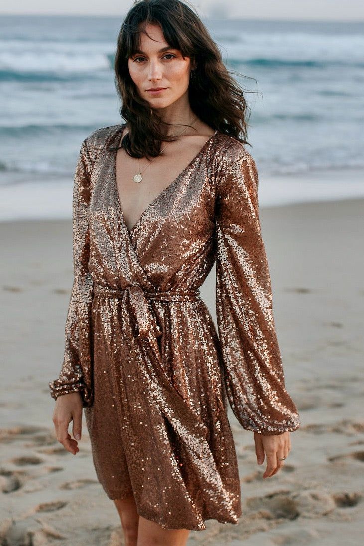 BENTLEY SEQUIN DRESS REWORKED - BRONZE sold by South of the Border product image thumbnail 2