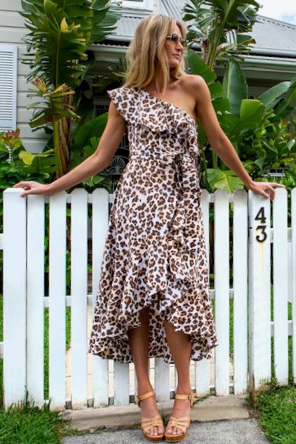 AMALFI DRESS : LEOPARD COTTON POPLIN sold by South of the Border