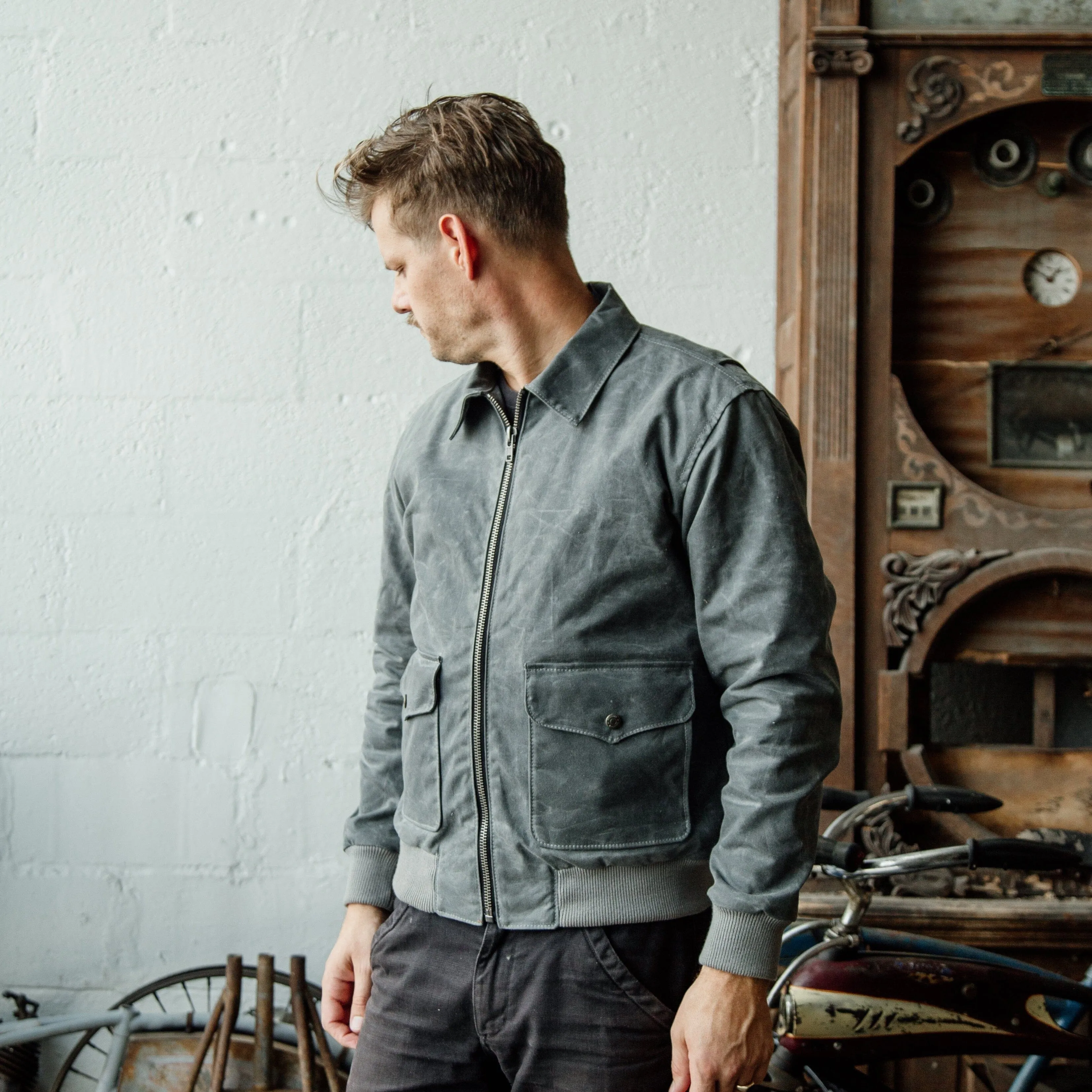 G-1 Waxed Bomber - Charcoal sold by Bradley Mountain product image thumbnail 5