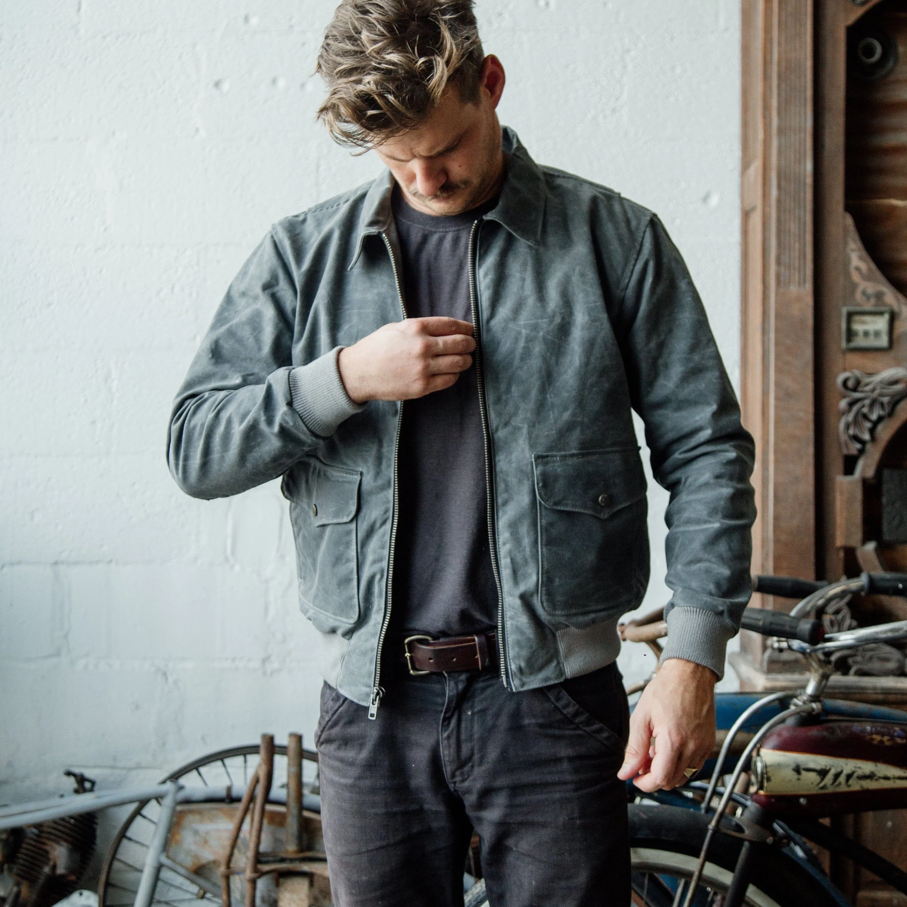 G-1 Waxed Bomber - Charcoal sold by Bradley Mountain product image thumbnail 3