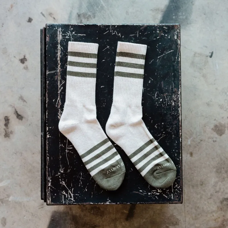 Heather Stripe Socks - Olive sold by Bradley Mountain