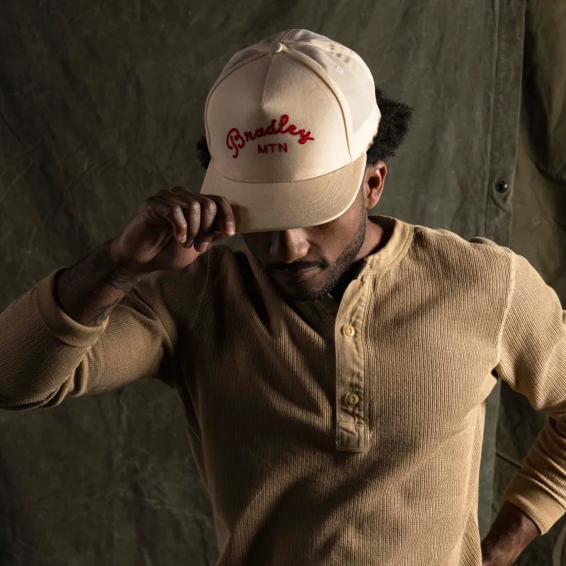 Chainstitch Camper Hat - Oatmeal/Red sold by Bradley Mountain