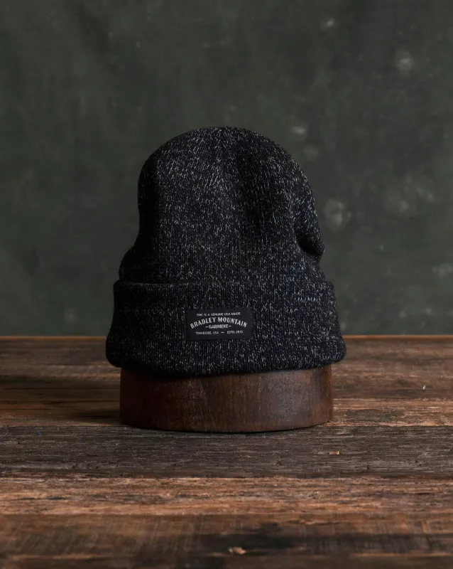 Melange Ragg Wool Beanie - Black Marl sold by Bradley Mountain