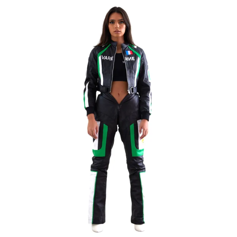 V CUT Moto Leather Pants Neon sold by Varenne