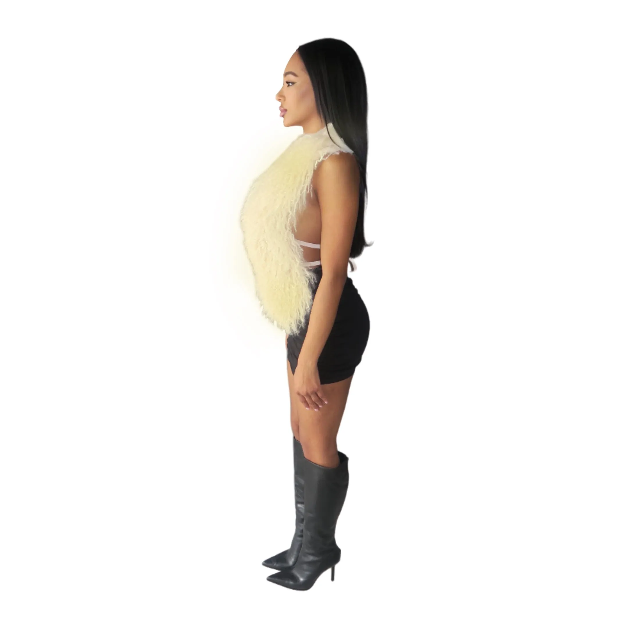 Mongolian Fur Halter Top Butter sold by Varenne product image thumbnail 2