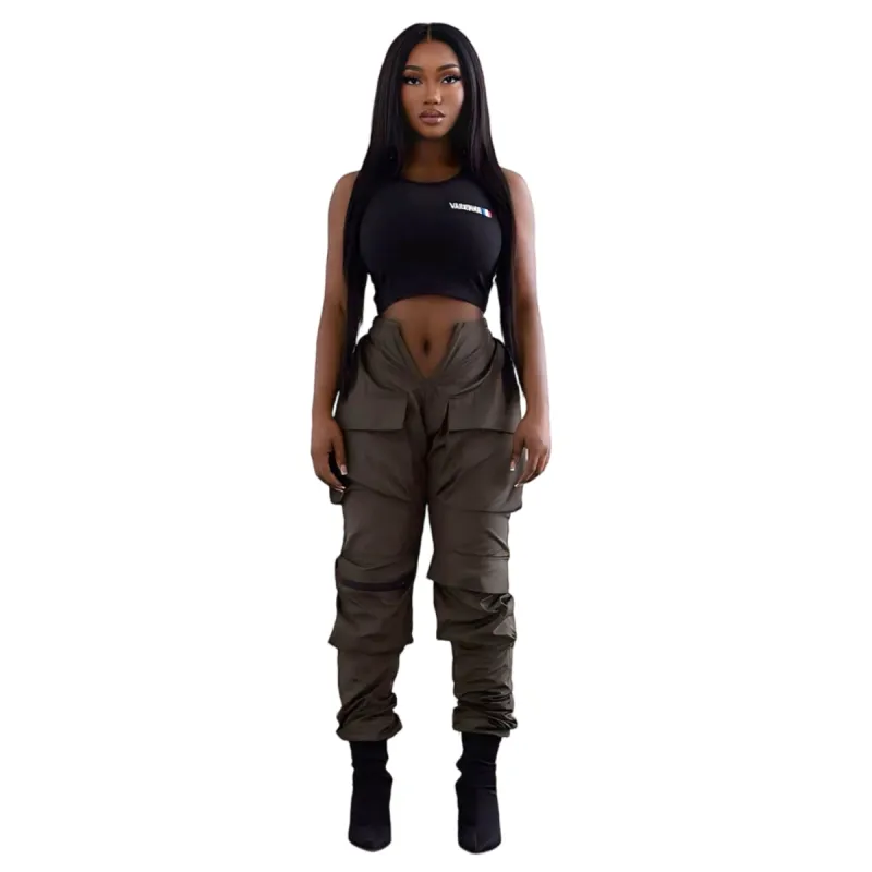 V Cut Cargo Joggers Army Green sold by Varenne