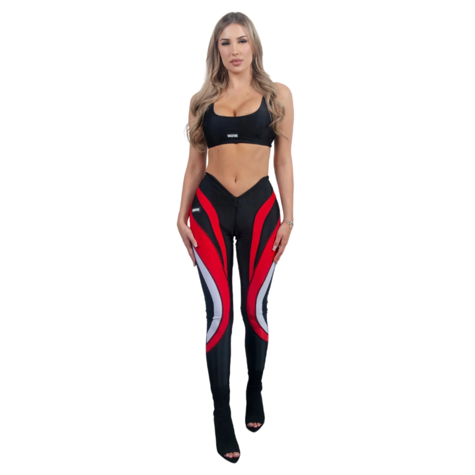 V Cut Red Leggings sold by Varenne