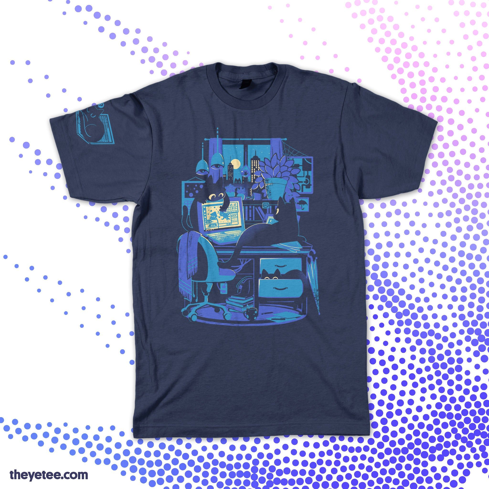 Night Shift Office Cats Tee sold by The Yetee product image thumbnail 4