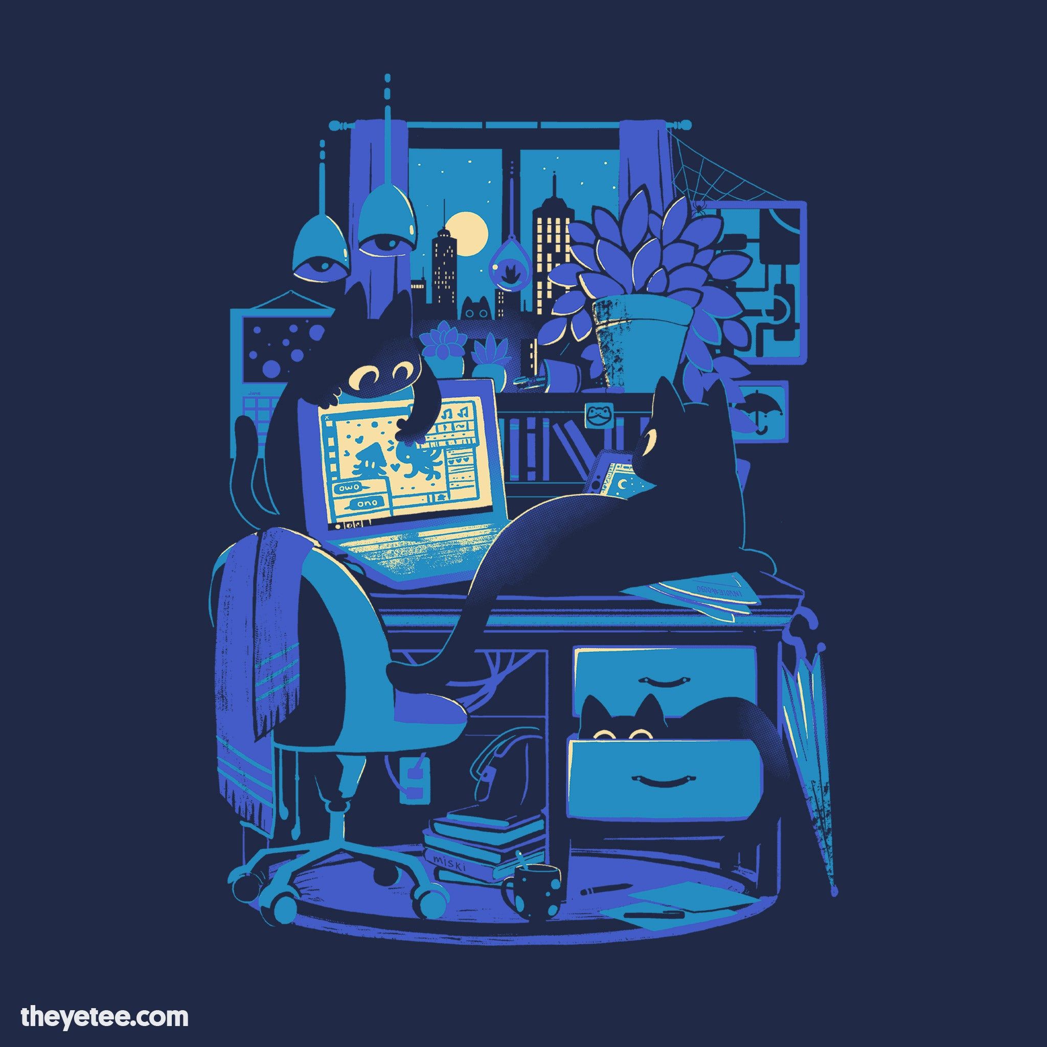 Night Shift Office Cats Tee sold by The Yetee product image thumbnail 3