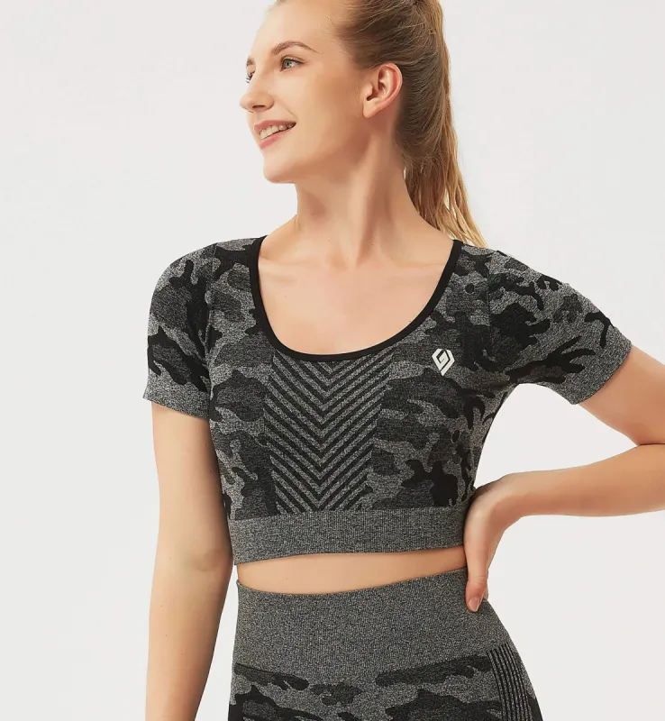 Fancy World Sexy Back Cropped Yoga Short Sleeve sold by Gymsweaty