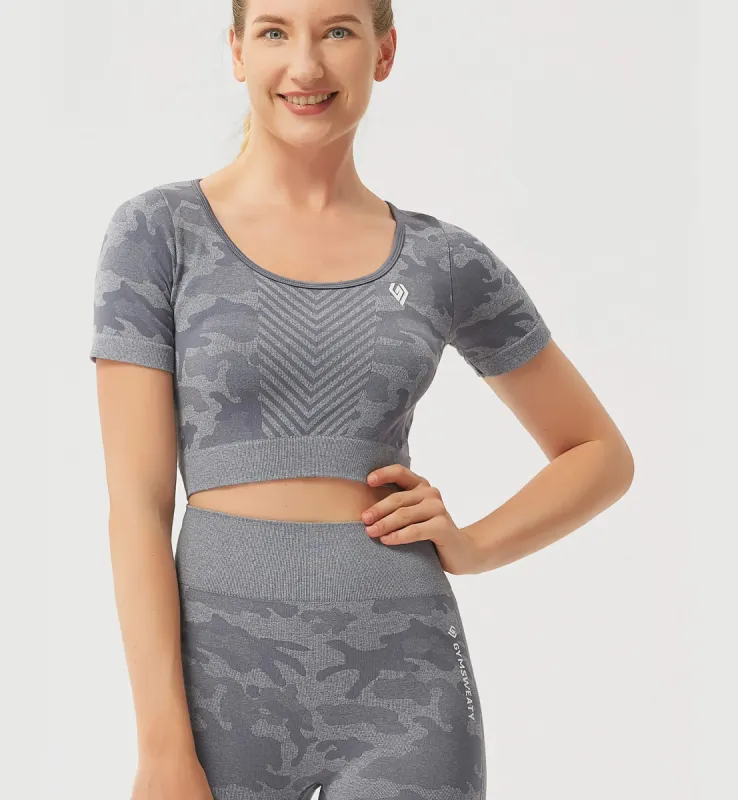 Fancy World Sexy Back Cropped Yoga Short Sleeve sold by Gymsweaty